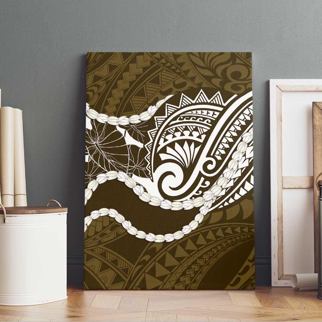 Aloha Hawaii Kalo Pikake Lei Canvas Wall Art Chest Tattoo Gold Hawaiian Pattern