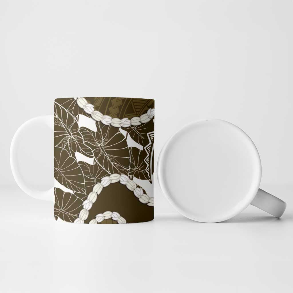 Aloha Hawaii Kalo Pikake Lei Ceramic Mug Chest Tattoo Gold Hawaiian Pattern