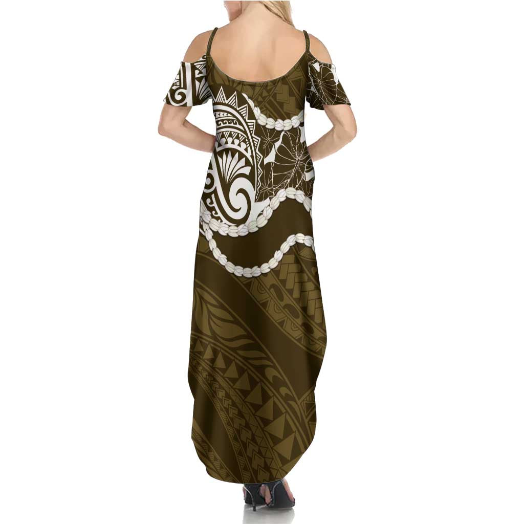 Aloha Hawaii Kalo Pikake Lei Family Matching Summer Maxi Dress and Hawaiian Shirt Chest Tattoo Gold Hawaiian Pattern