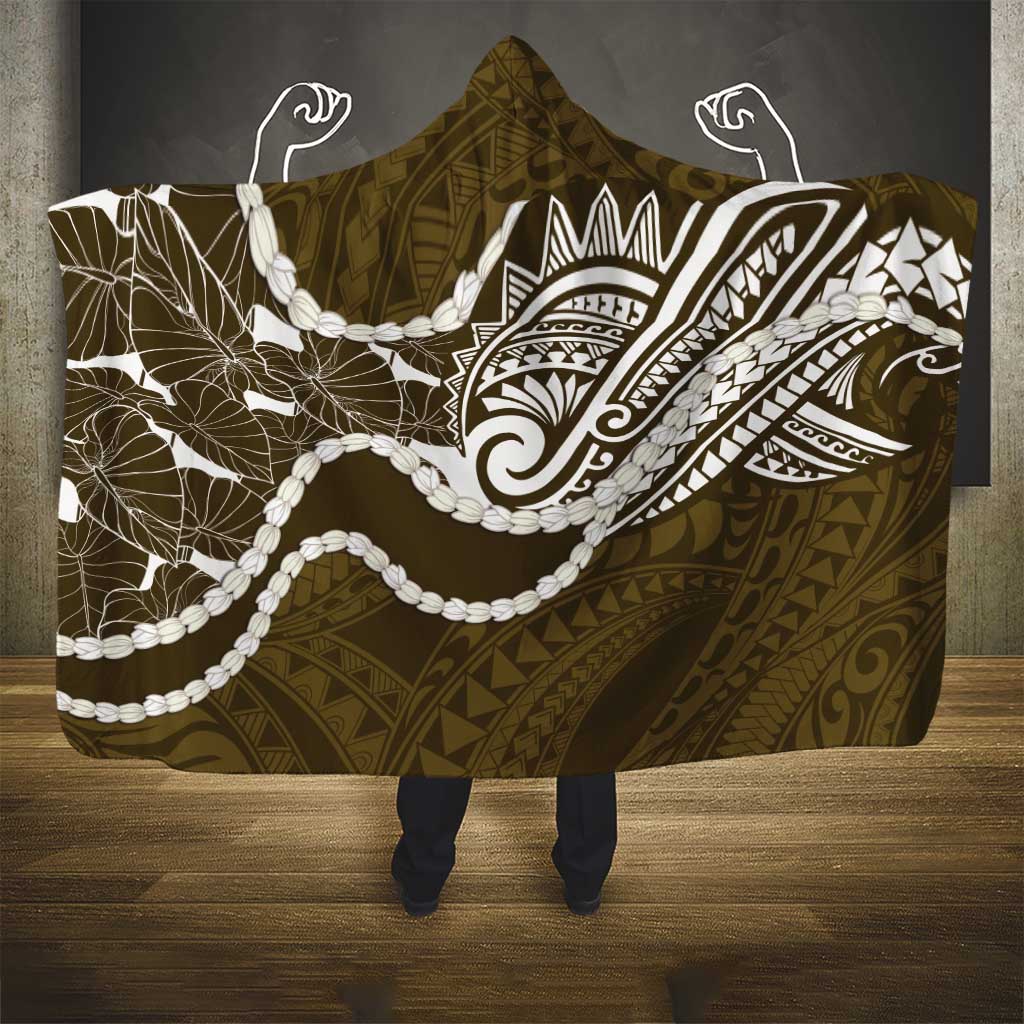 Aloha Hawaii Kalo Pikake Lei Hooded Blanket Chest Tattoo Gold Hawaiian Pattern