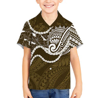 Aloha Hawaii Kalo Pikake Lei Kid Hawaiian Shirt Chest Tattoo Gold Hawaiian Pattern LT14 Kid Gold - Polynesian Pride