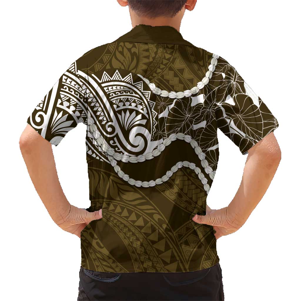 Aloha Hawaii Kalo Pikake Lei Kid Hawaiian Shirt Chest Tattoo Gold Hawaiian Pattern LT14 - Polynesian Pride