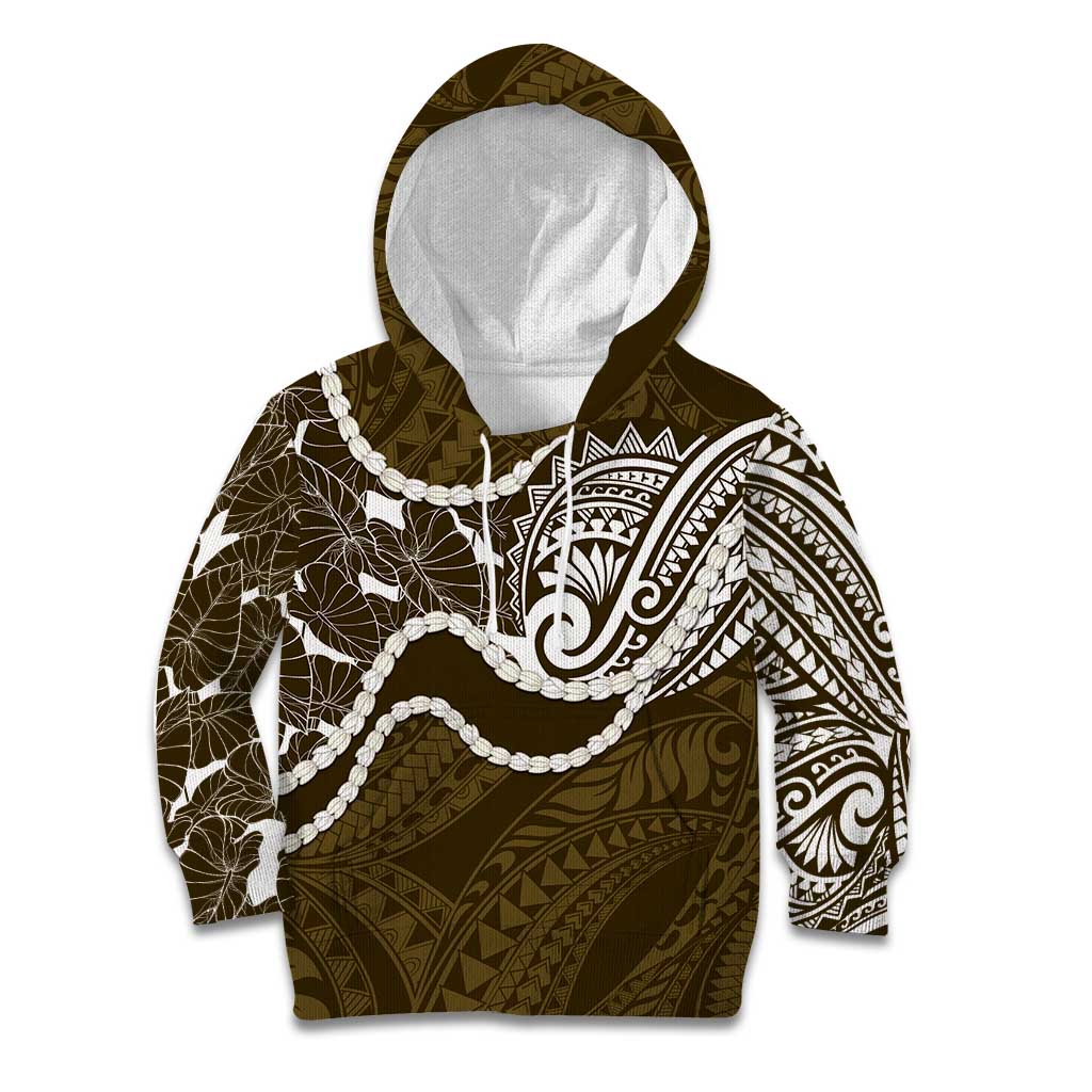 Aloha Hawaii Kalo Pikake Lei Kid Hoodie Chest Tattoo Gold Hawaiian Pattern