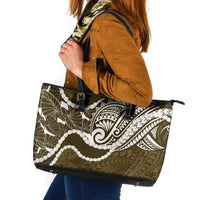 Aloha Hawaii Kalo Pikake Lei Leather Tote Bag Chest Tattoo Gold Hawaiian Pattern