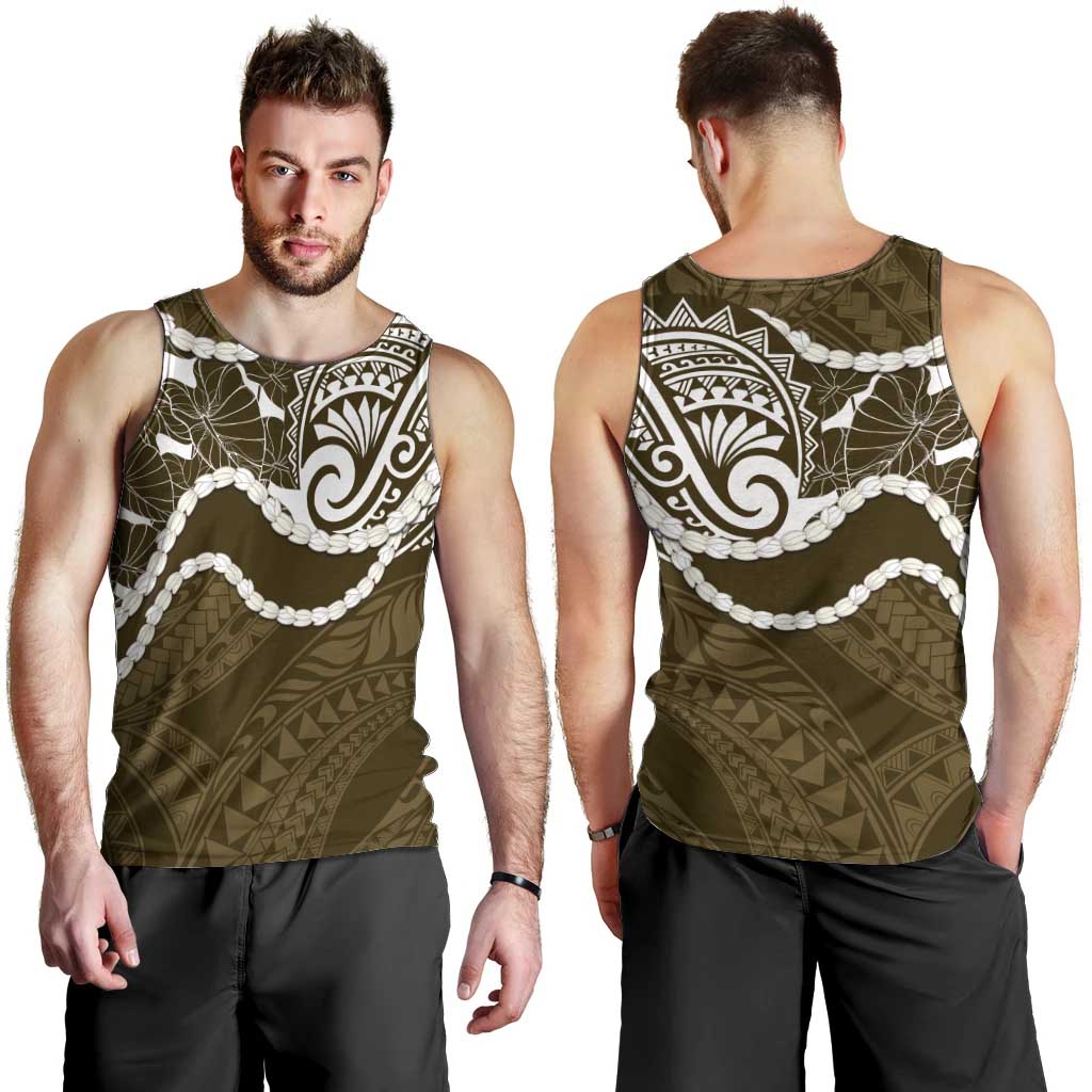 Aloha Hawaii Kalo Pikake Lei Men Tank Top Chest Tattoo Gold Hawaiian Pattern