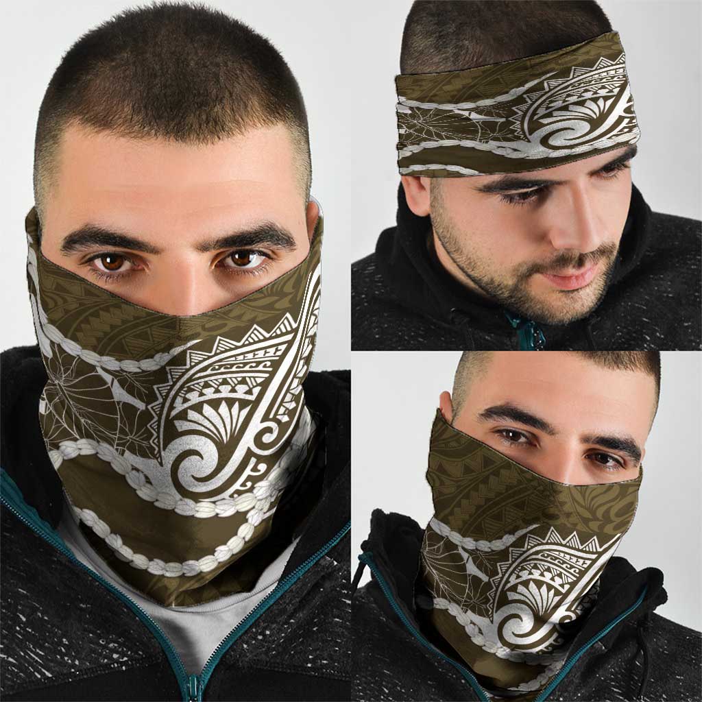Aloha Hawaii Kalo Pikake Lei Neck Gaiter Chest Tattoo Gold Hawaiian Pattern