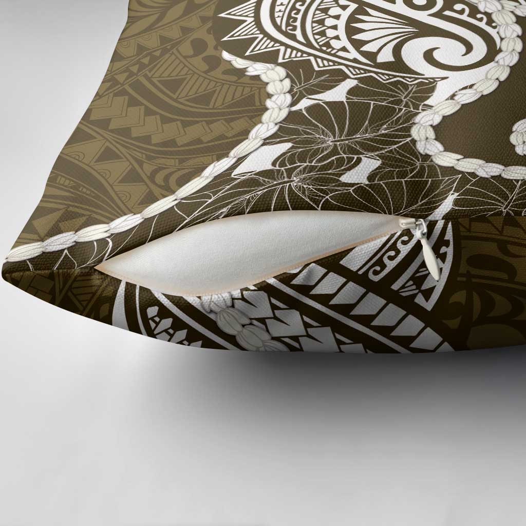 Aloha Hawaii Kalo Pikake Lei Pillow Cover Chest Tattoo Gold Hawaiian Pattern