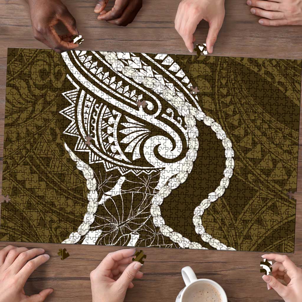 Aloha Hawaii Kalo Pikake Lei Puzzle Chest Tattoo Gold Hawaiian Pattern
