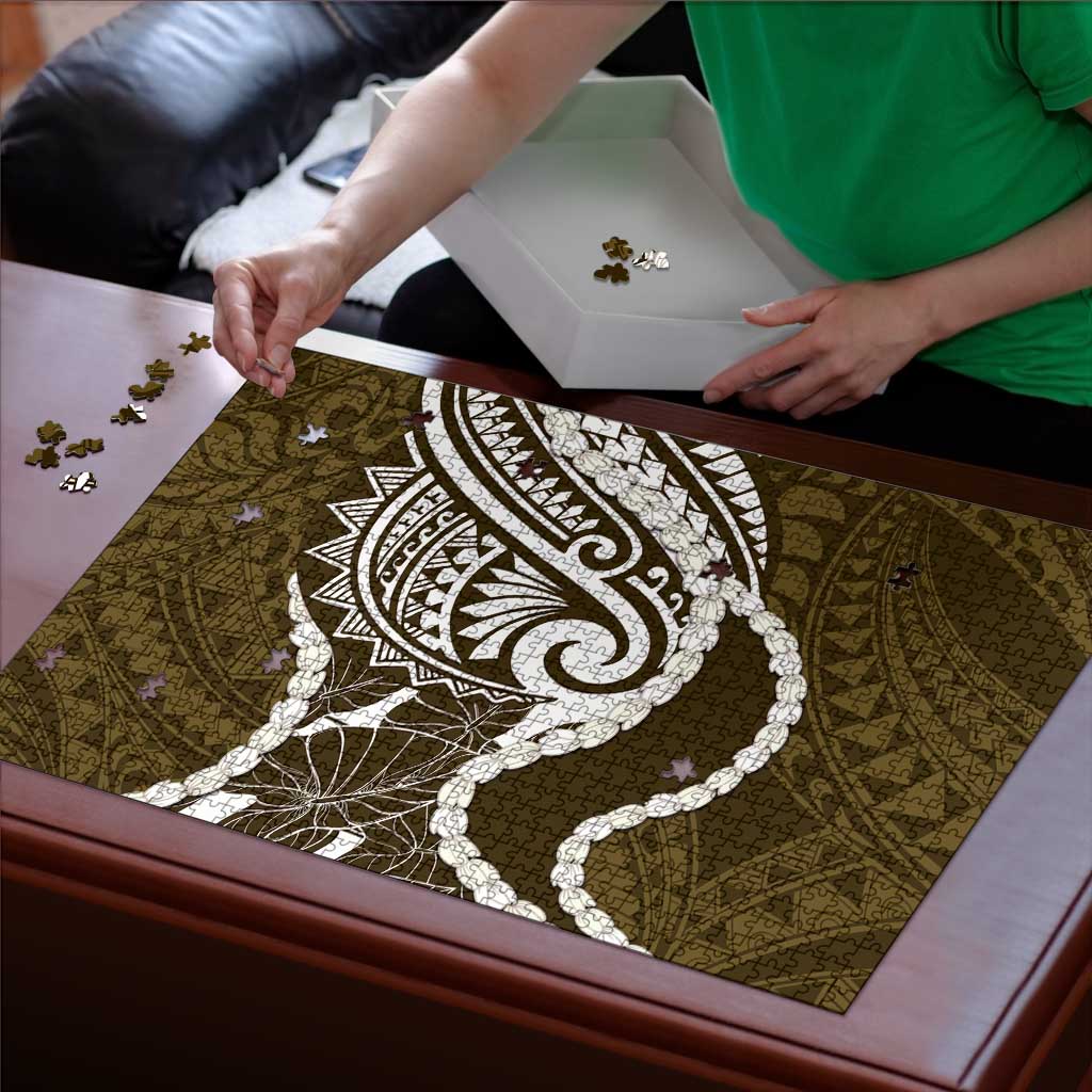 Aloha Hawaii Kalo Pikake Lei Puzzle Chest Tattoo Gold Hawaiian Pattern