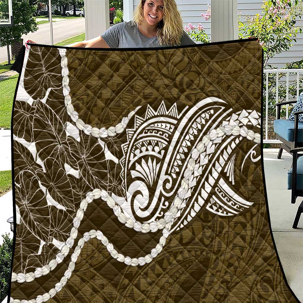 Aloha Hawaii Kalo Pikake Lei Quilt Chest Tattoo Gold Hawaiian Pattern LT14 Gold - Polynesian Pride