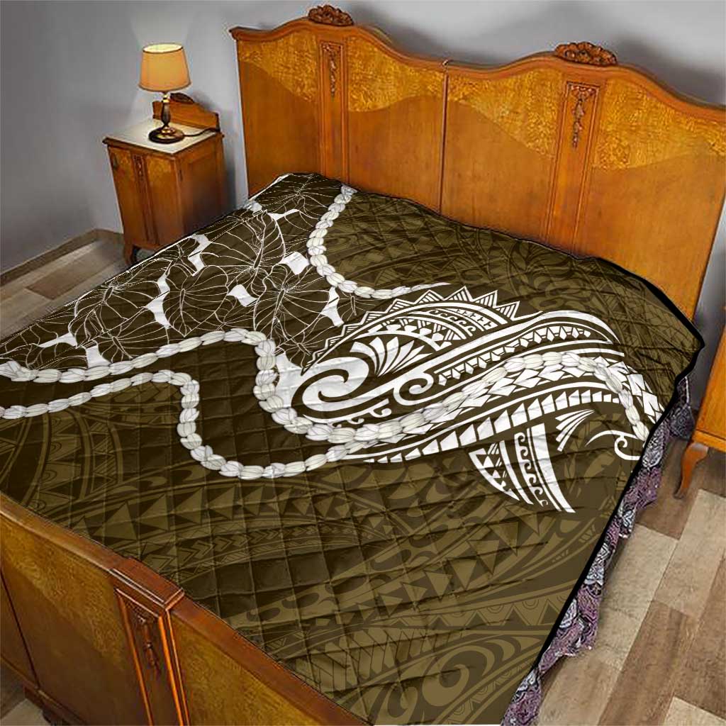 Aloha Hawaii Kalo Pikake Lei Quilt Chest Tattoo Gold Hawaiian Pattern LT14 - Polynesian Pride