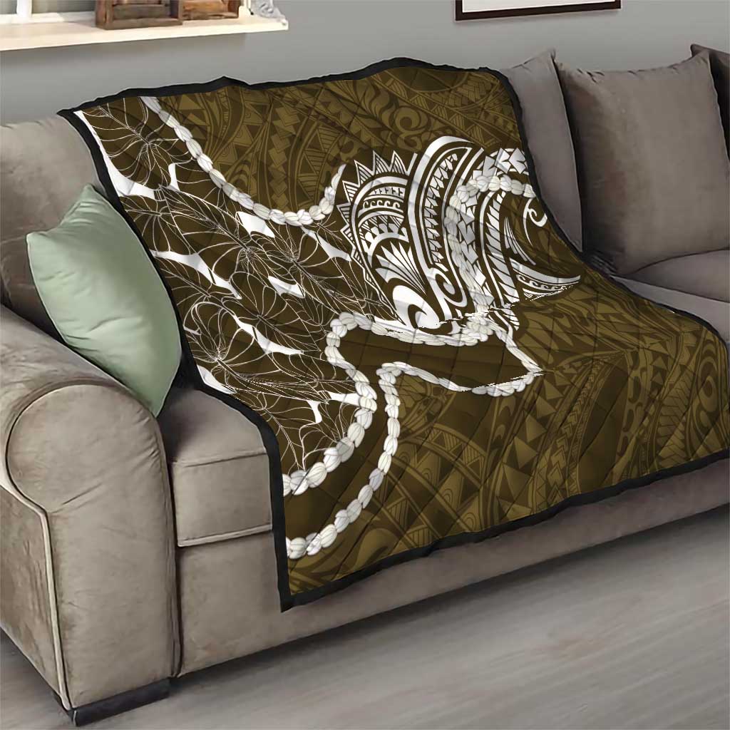 Aloha Hawaii Kalo Pikake Lei Quilt Chest Tattoo Gold Hawaiian Pattern LT14 - Polynesian Pride