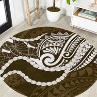 Aloha Hawaii Kalo Pikake Lei Round Carpet Chest Tattoo Gold Hawaiian Pattern LT14 Gold - Polynesian Pride
