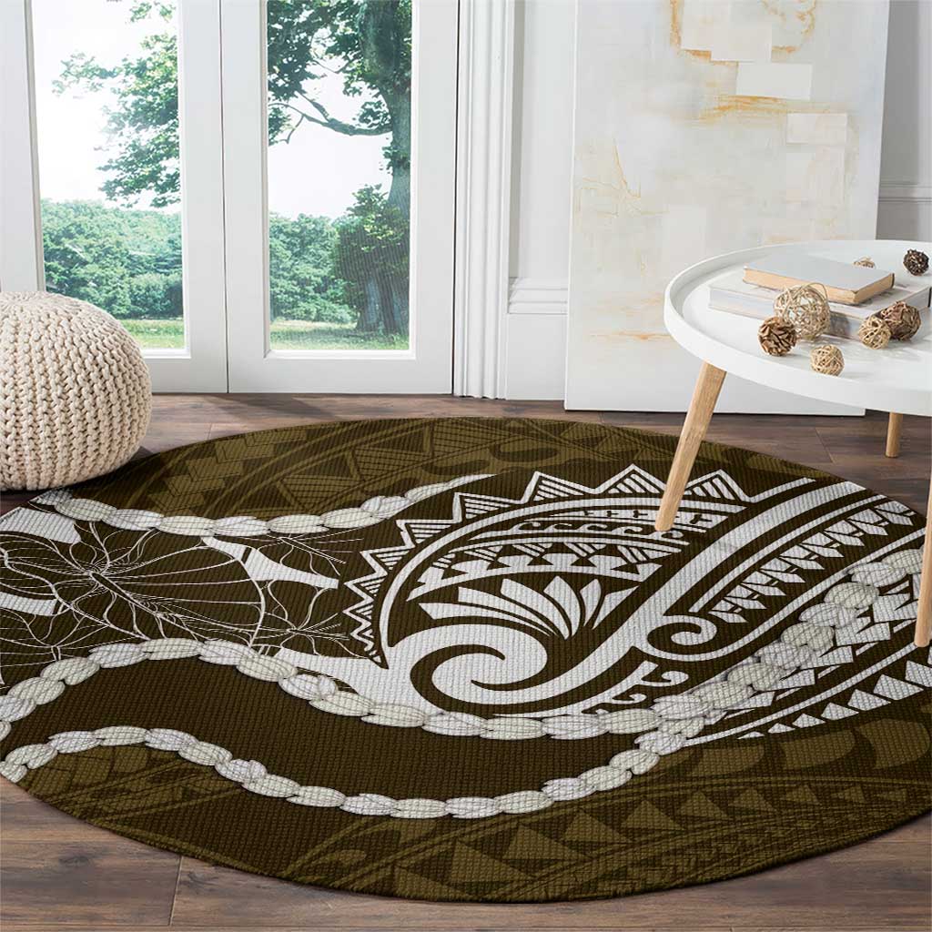 Aloha Hawaii Kalo Pikake Lei Round Carpet Chest Tattoo Gold Hawaiian Pattern LT14 - Polynesian Pride
