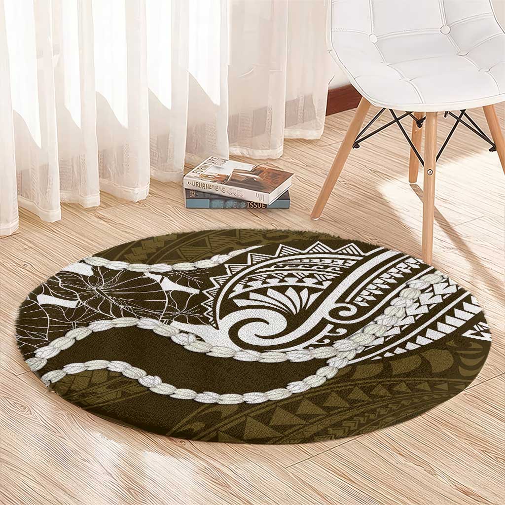 Aloha Hawaii Kalo Pikake Lei Round Carpet Chest Tattoo Gold Hawaiian Pattern LT14 - Polynesian Pride