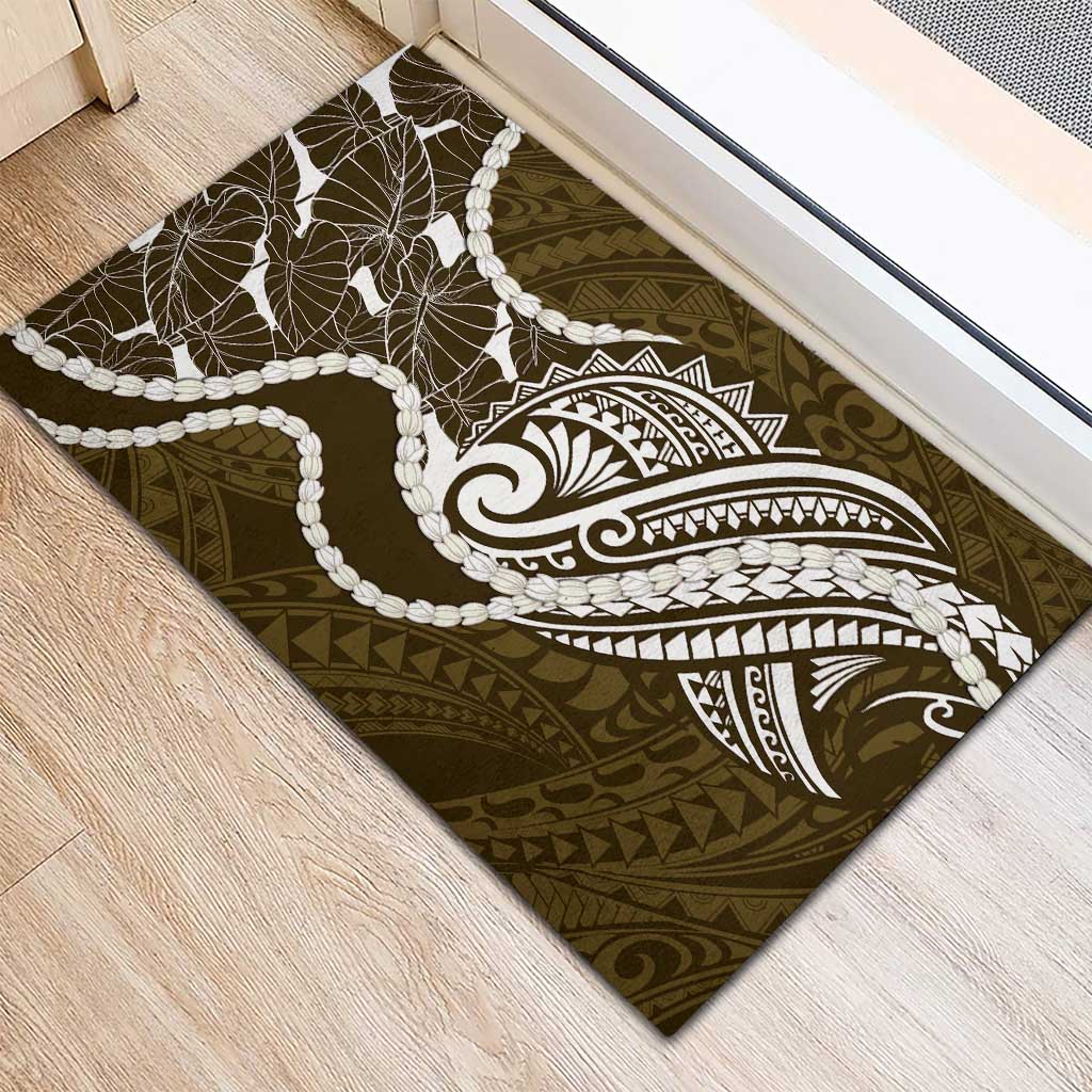Aloha Hawaii Kalo Pikake Lei Rubber Doormat Chest Tattoo Gold Hawaiian Pattern