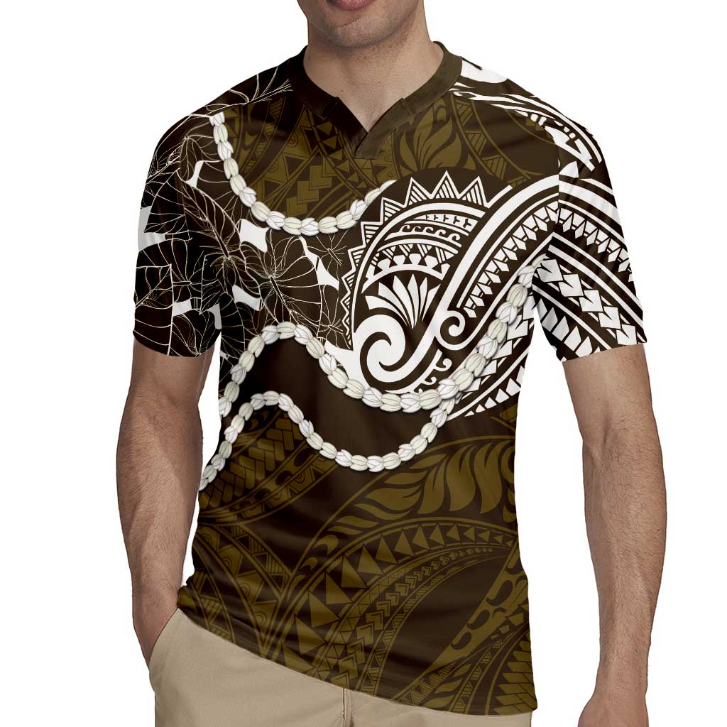 Aloha Hawaii Kalo Pikake Lei Rugby Jersey Chest Tattoo Gold Hawaiian Pattern