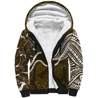 Aloha Hawaii Kalo Pikake Lei Sherpa Hoodie Chest Tattoo Gold Hawaiian Pattern LT14 Unisex Gold - Polynesian Pride