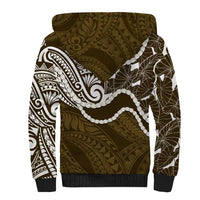 Aloha Hawaii Kalo Pikake Lei Sherpa Hoodie Chest Tattoo Gold Hawaiian Pattern LT14 - Polynesian Pride