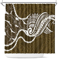 Aloha Hawaii Kalo Pikake Lei Shower Curtain Chest Tattoo Gold Hawaiian Pattern