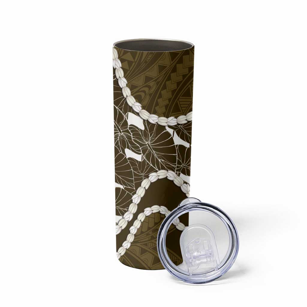 Aloha Hawaii Kalo Pikake Lei Skinny Tumbler Chest Tattoo Gold Hawaiian Pattern