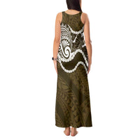Aloha Hawaii Kalo Pikake Lei Tank Maxi Dress Chest Tattoo Gold Hawaiian Pattern LT14 - Polynesian Pride