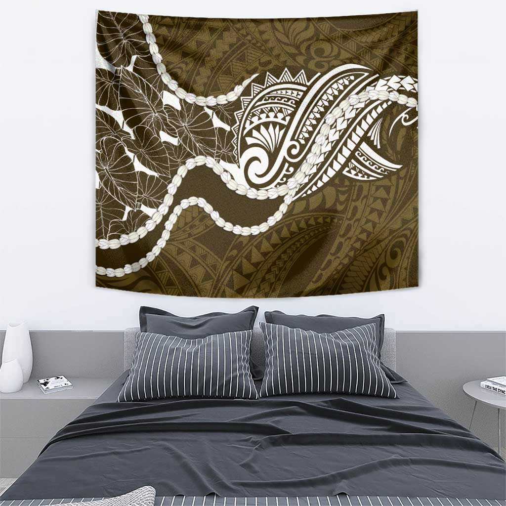 Aloha Hawaii Kalo Pikake Lei Tapestry Chest Tattoo Gold Hawaiian Pattern