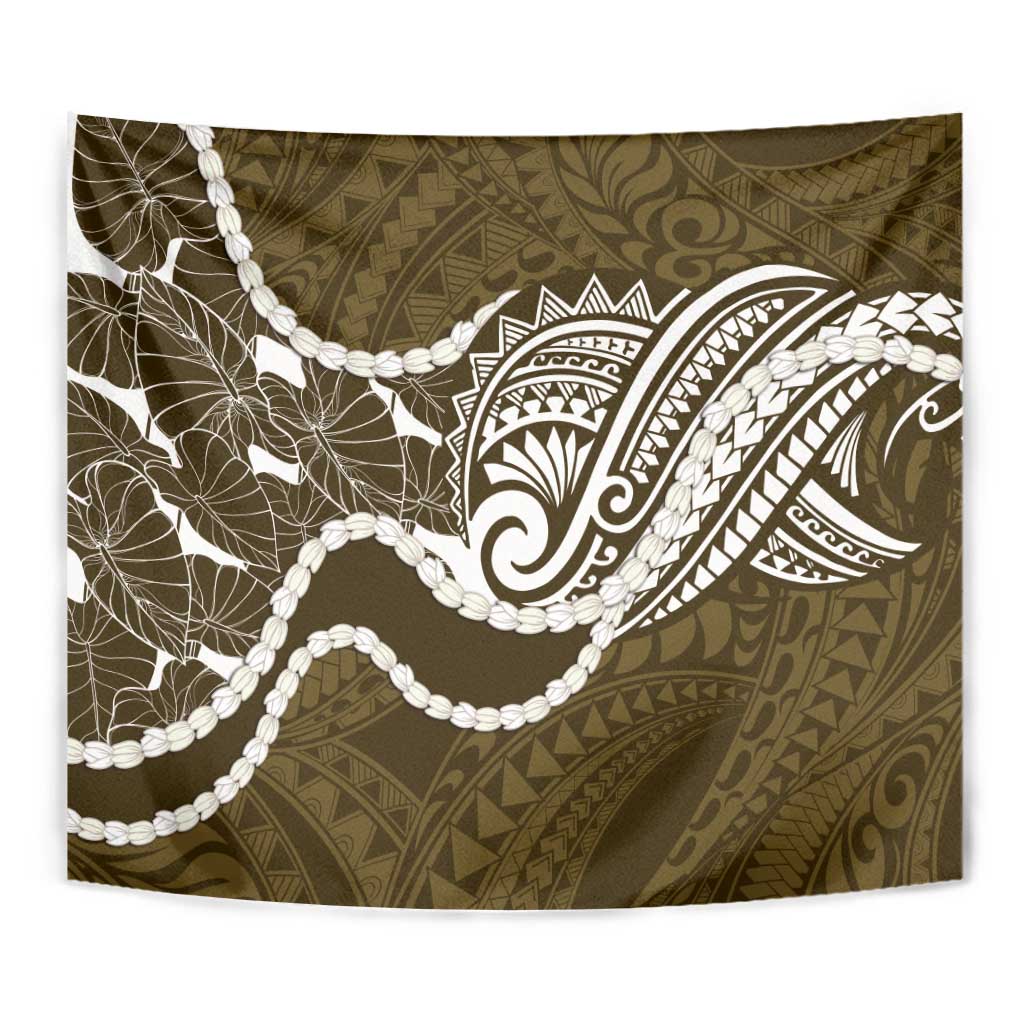 Aloha Hawaii Kalo Pikake Lei Tapestry Chest Tattoo Gold Hawaiian Pattern