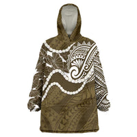 Aloha Hawaii Kalo Pikake Lei Wearable Blanket Hoodie Chest Tattoo Gold Hawaiian Pattern