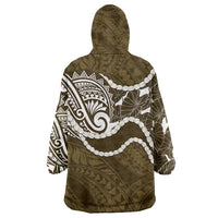 Aloha Hawaii Kalo Pikake Lei Wearable Blanket Hoodie Chest Tattoo Gold Hawaiian Pattern
