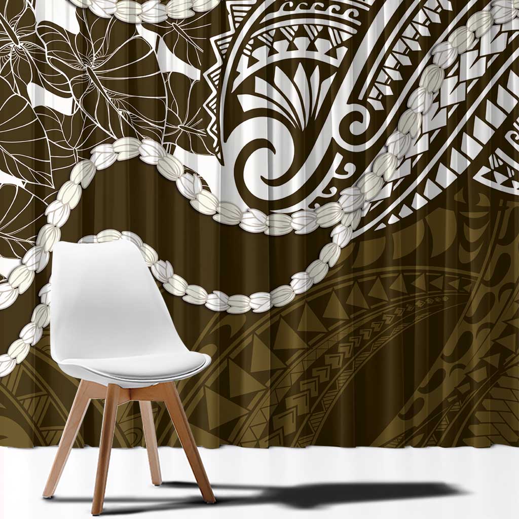 Aloha Hawaii Kalo Pikake Lei Window Curtain Chest Tattoo Gold Hawaiian Pattern