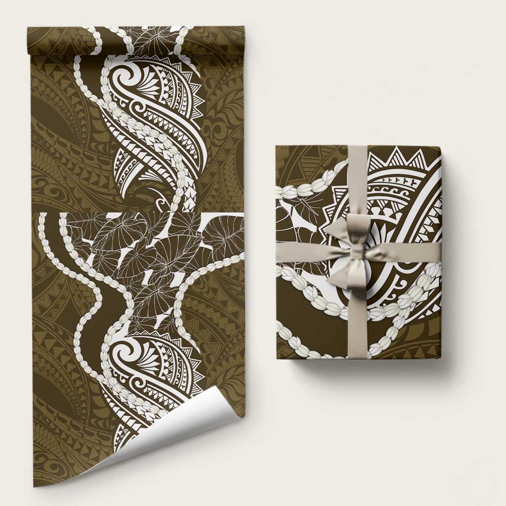 Aloha Hawaii Kalo Pikake Lei Wrapping Paper Chest Tattoo Gold Hawaiian Pattern