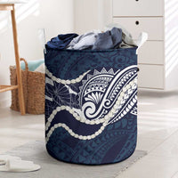 Aloha Hawaii Kalo Pikake Lei Laundry Basket Chest Tattoo Oxford Blue Hawaiian Pattern