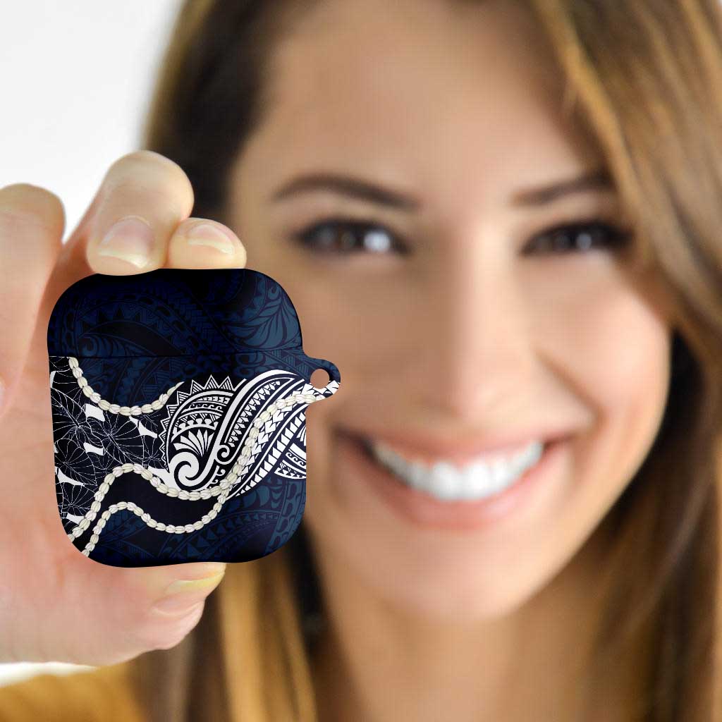 Aloha Hawaii Kalo Pikake Lei AirPods Case Chest Tattoo Oxford Blue Hawaiian Pattern