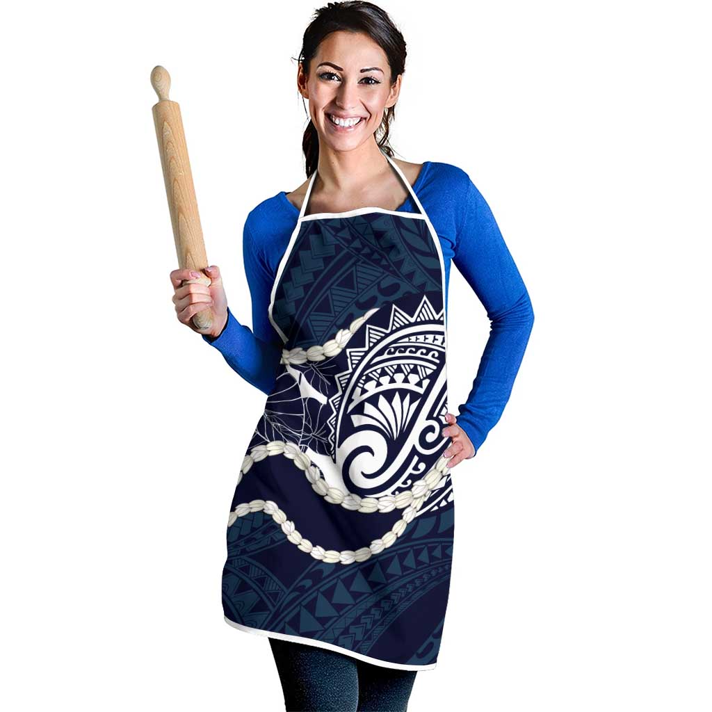 Aloha Hawaii Kalo Pikake Lei Apron Chest Tattoo Oxford Blue Hawaiian Pattern