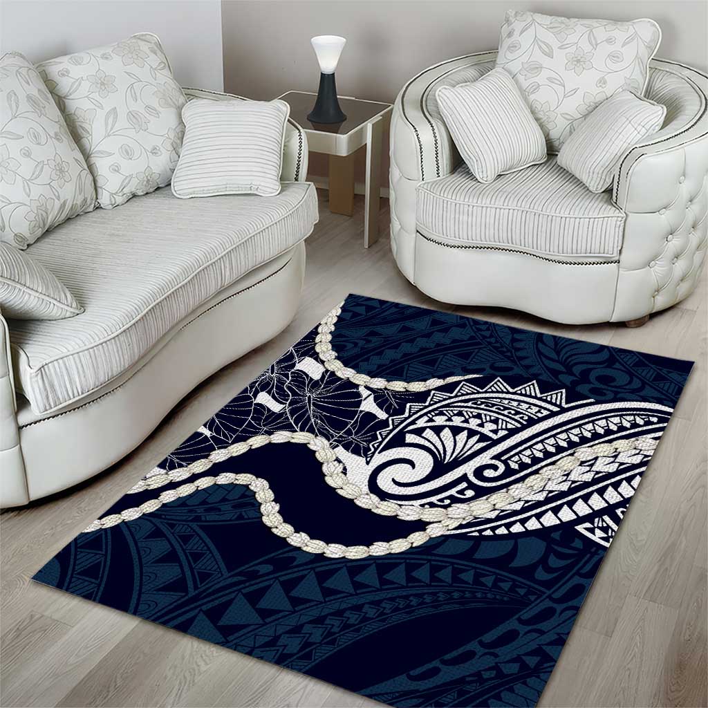 Aloha Hawaii Kalo Pikake Lei Area Rug Chest Tattoo Oxford Blue Hawaiian Pattern
