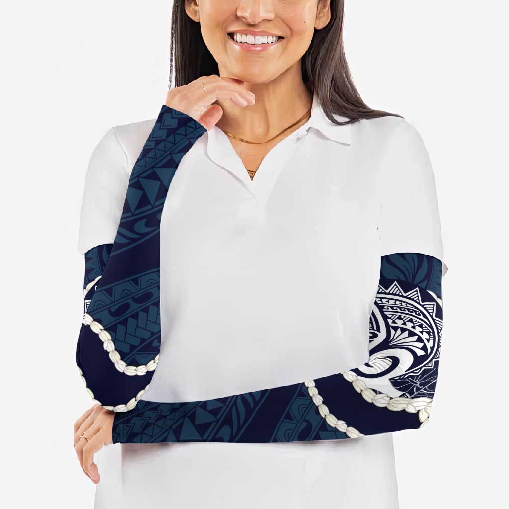 Aloha Hawaii Kalo Pikake Lei Arm Sleeves Chest Tattoo Oxford Blue Hawaiian Pattern