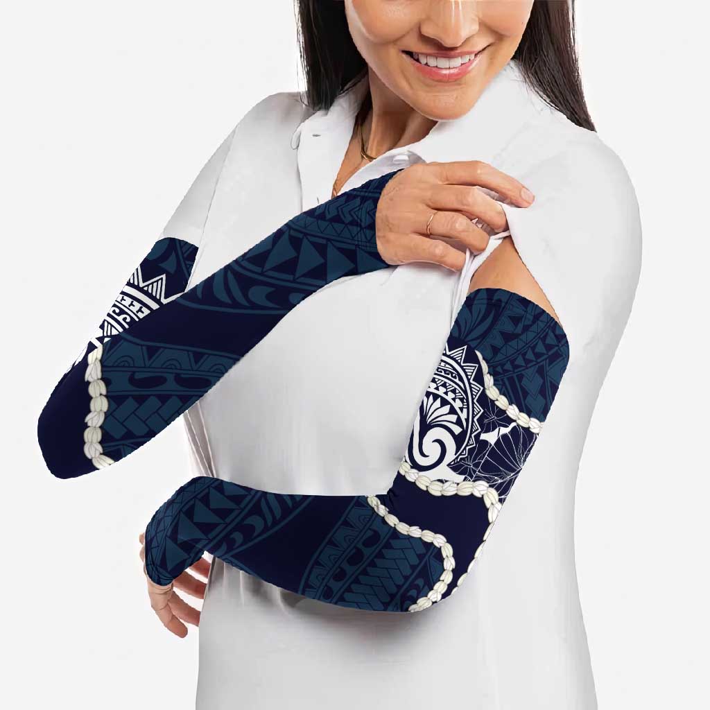 Aloha Hawaii Kalo Pikake Lei Arm Sleeves Chest Tattoo Oxford Blue Hawaiian Pattern