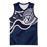 Aloha Hawaii Kalo Pikake Lei Basketball Jersey Chest Tattoo Oxford Blue Hawaiian Pattern LT14 Unisex Oxford Blue - Polynesian Pride