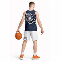 Aloha Hawaii Kalo Pikake Lei Basketball Jersey Chest Tattoo Oxford Blue Hawaiian Pattern LT14 - Polynesian Pride