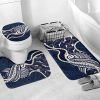 Aloha Hawaii Kalo Pikake Lei Bathroom Set Chest Tattoo Oxford Blue Hawaiian Pattern