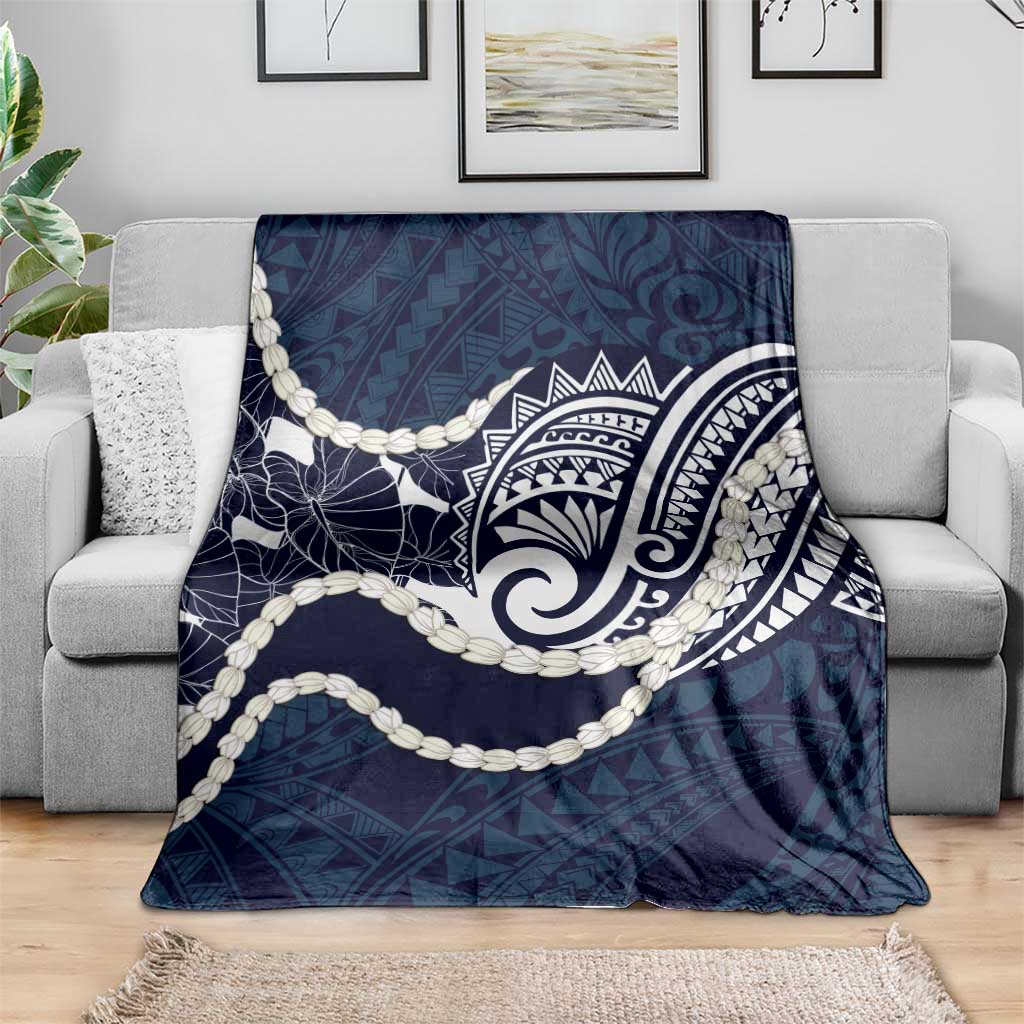 Aloha Hawaii Kalo Pikake Lei Blanket Chest Tattoo Oxford Blue Hawaiian Pattern