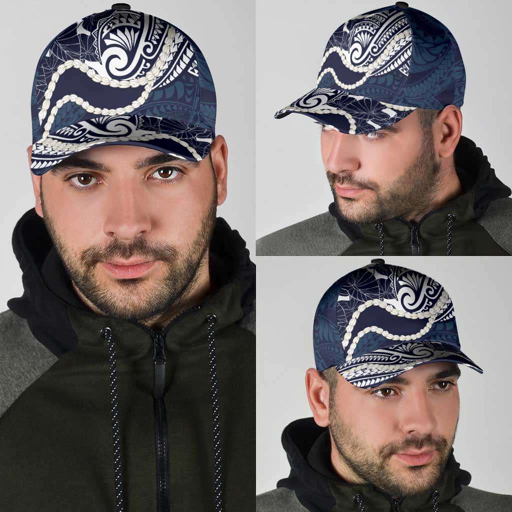 Aloha Hawaii Kalo Pikake Lei Classic Cap Chest Tattoo Oxford Blue Hawaiian Pattern
