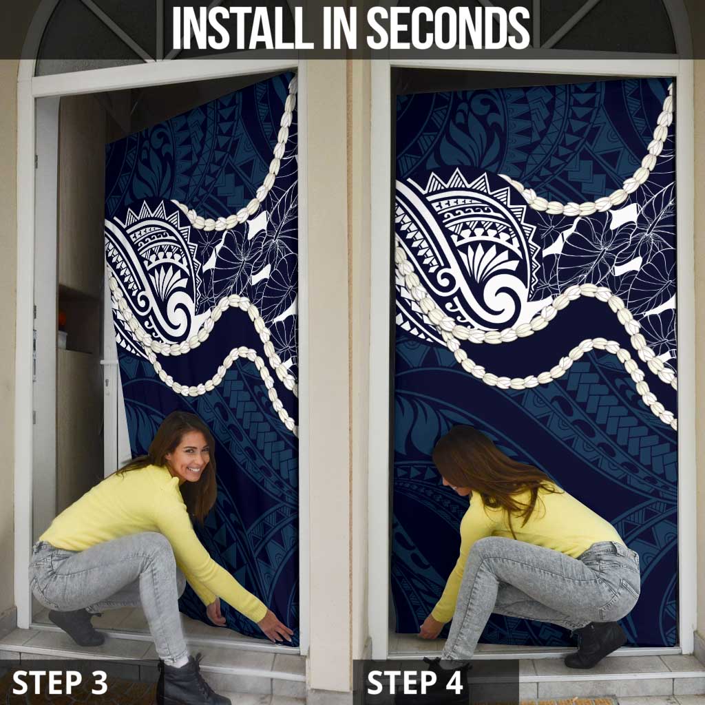 Aloha Hawaii Kalo Pikake Lei Door Cover Chest Tattoo Oxford Blue Hawaiian Pattern