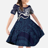 Aloha Hawaii Kalo Pikake Lei Family Matching Long Sleeve Bodycon Dress and Hawaiian Shirt Chest Tattoo Oxford Blue Hawaiian Pattern