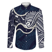 Aloha Hawaii Kalo Pikake Lei Family Matching Off Shoulder Short Dress and Hawaiian Shirt Chest Tattoo Oxford Blue Hawaiian Pattern