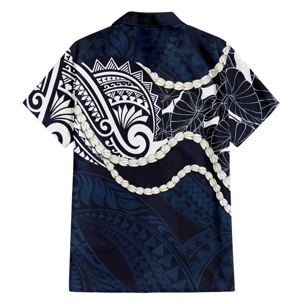 Aloha Hawaii Kalo Pikake Lei Hawaiian Shirt Chest Tattoo Oxford Blue Hawaiian Pattern