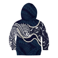 Aloha Hawaii Kalo Pikake Lei Kid Hoodie Chest Tattoo Oxford Blue Hawaiian Pattern