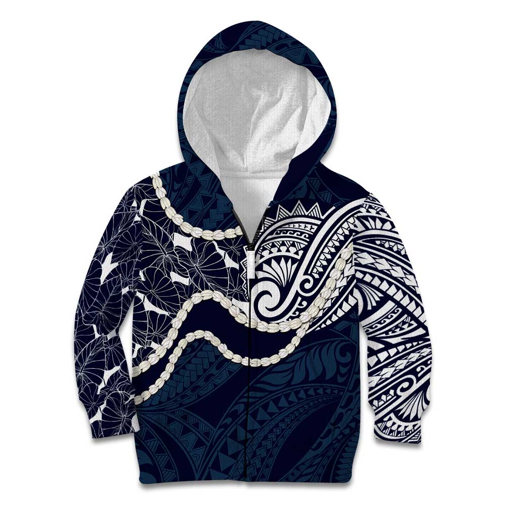 Aloha Hawaii Kalo Pikake Lei Kid Hoodie Chest Tattoo Oxford Blue Hawaiian Pattern