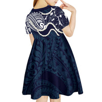 Aloha Hawaii Kalo Pikake Lei Kid Short Sleeve Dress Chest Tattoo Oxford Blue Hawaiian Pattern